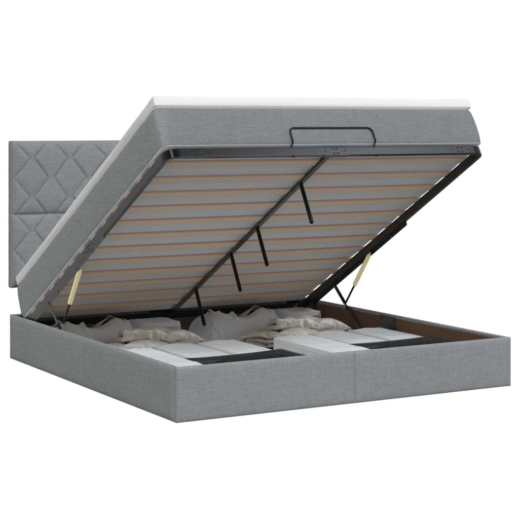 Letto ottomano con materasso Grigio Chiaro 160 x 200 cm Tessuto 3457584