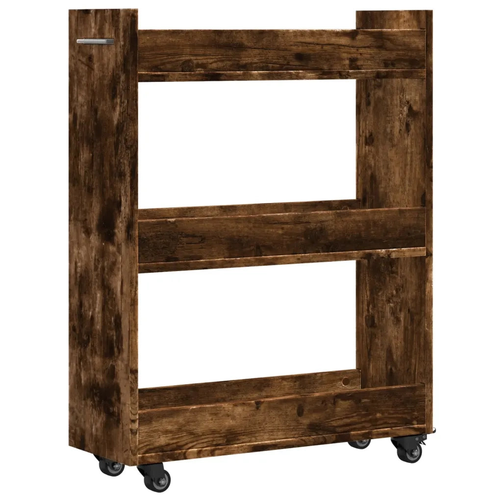 Mobile con Ruote Rovere Fumo 60x22x79 cm in Legno Multistrato 840419