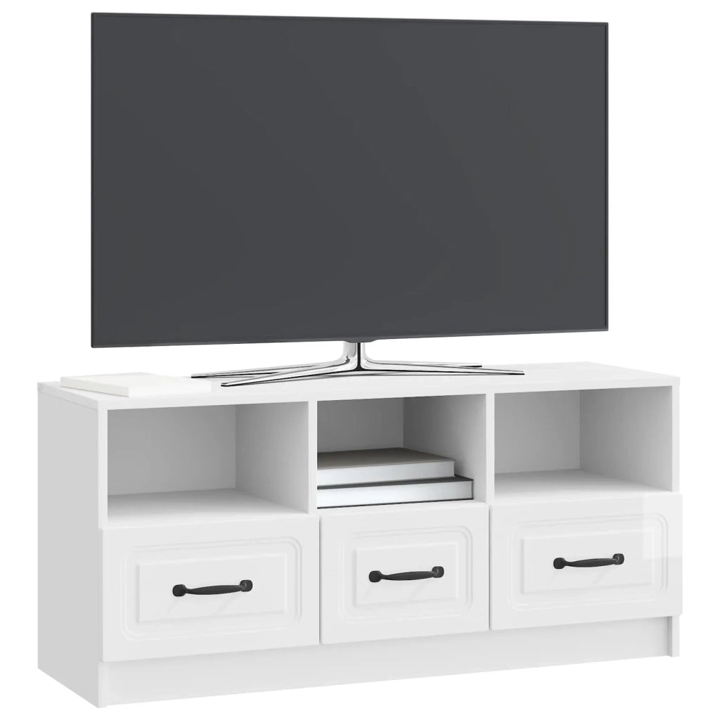 Mobile TV Bianco Lucido 102 x 34,5 x 47 cm Legno ingegnerizzato