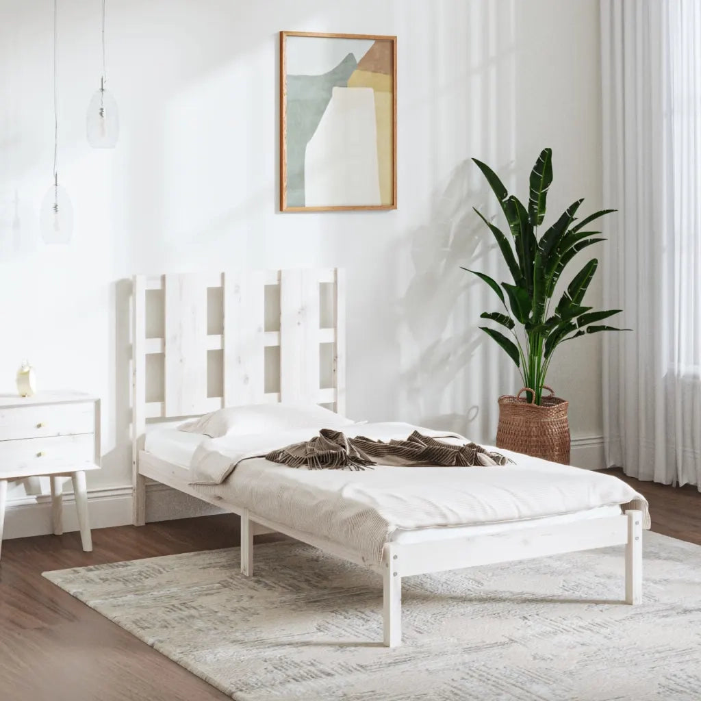 Giroletto senza Materasso-Struttura Letto Bianco 90x200 cm Legno Massello Pino 254924