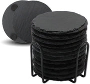 Sostegni con supporto, Piatto Vibratite 4" nero con fondo resistente ai graffi per bar, cucina, arredamento, rotondo, 12 pezzi
