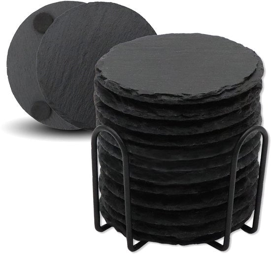 Sostegni con supporto, Piatto Vibratite 4" nero con fondo resistente ai graffi per bar, cucina, arredamento, rotondo, 12 pezzi