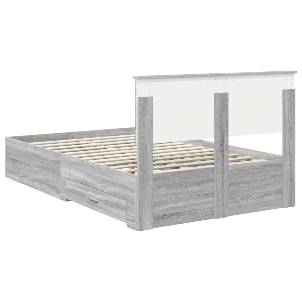 Struttura del letto con testiera Grigio Sonoma 135 x 190 cm 3408277
