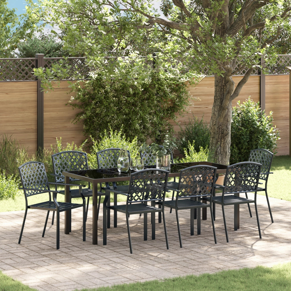 Set da Pranzo per Giardino da 9 Pezzi in Acciaio Anthracite