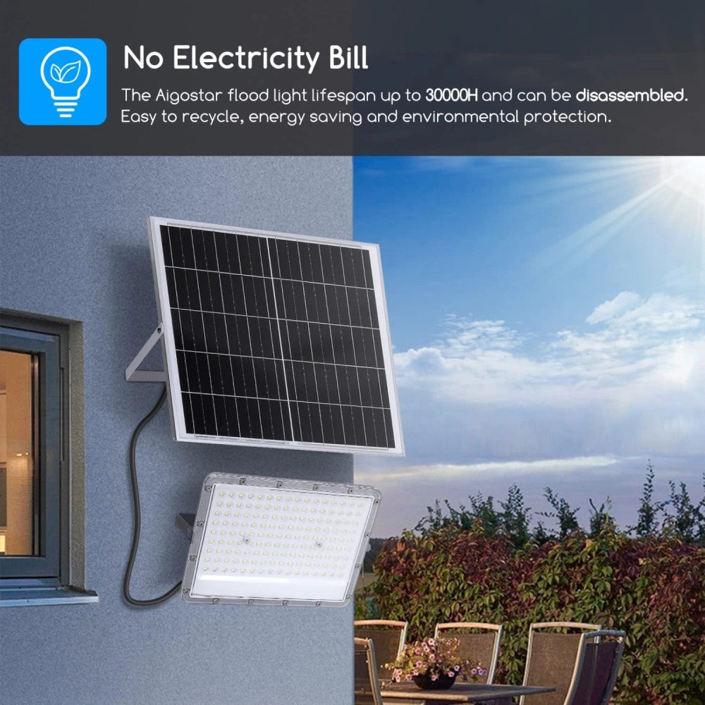 Trade Shop - Faretto Faro Led Solare 200 W Telecomando Ip65 Luce Bianco Fredda 6500k Fso-200 -