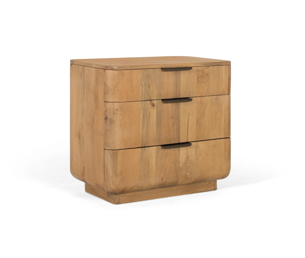 Comodino in legno di mango con angoli arrotondati