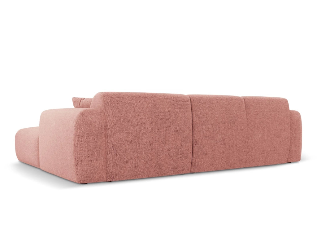 Cosmopolitan Design - Divano angolare sinistro "Nolio" 4 posti in ciniglia rosa 
