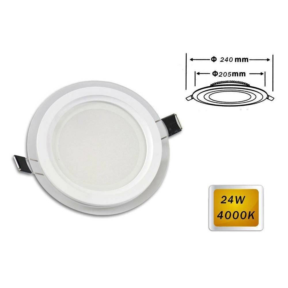 Trade Shop - Pannello Led Slim Incasso Bordo Vetro Tondo 24 W Luce 3000k 6500k 4000k P-205et - -bianco Naturale      -