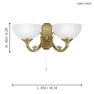 Applique Vintage Savoy Metallo Ottone Brunito 2 Luci E14