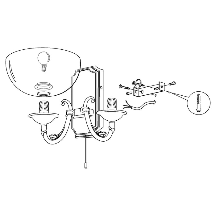 Applique Vintage Savoy Metallo Ottone Brunito 2 Luci E14
