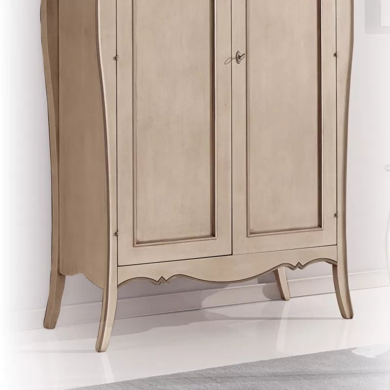 Armadio 2 ante legno shabby avorio anticato e tortora 127x64x212 (1462) - Mobili 2G