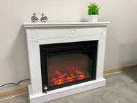 Camino Elettrico da Pavimento 80x95x27 cm Effetto Fiamma 1500W Bonita & Lorance Bianco/nero