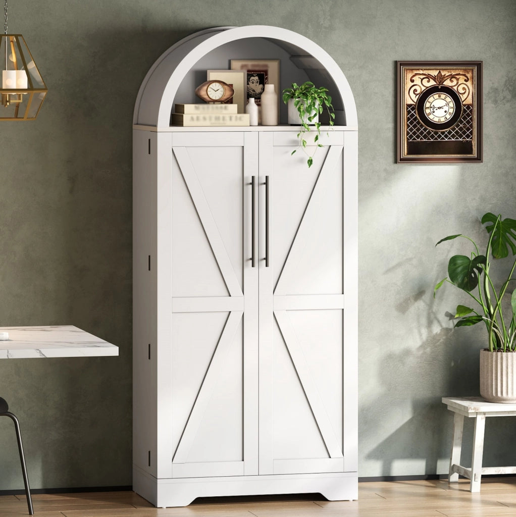 Vetrina ad arco bianca in MDF 70x40x165 cm