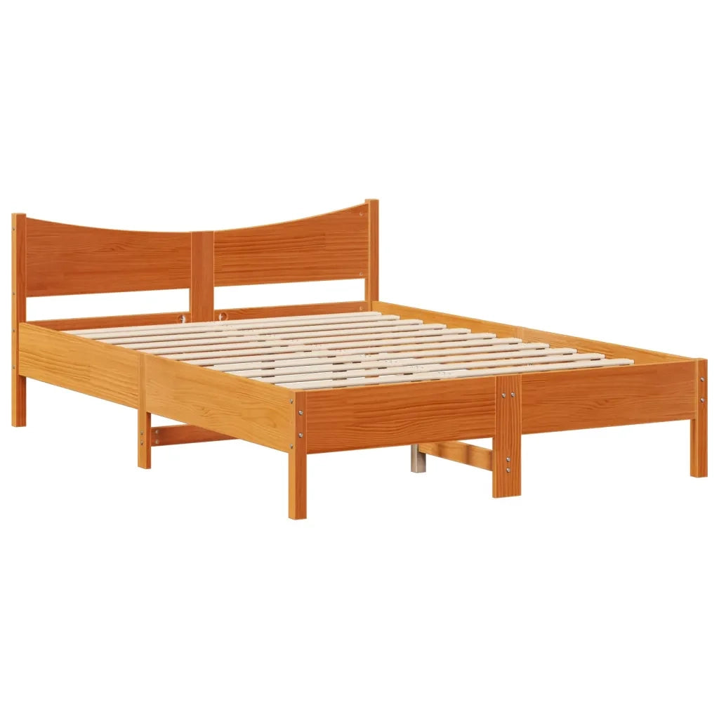 Giroletto con Testiera Marrone Cera 140x200 cm Massello Pino 3307046