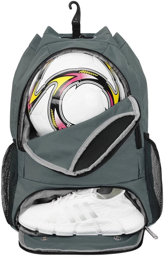 Borsa sportiva con contenitore per pallone - Zaino regolabile - Borsa per scarpe - Borsa per abbigliamento - Materiale duraturo - Dimensioni 35 x 16 x 47 cm - Tasca per la palestra