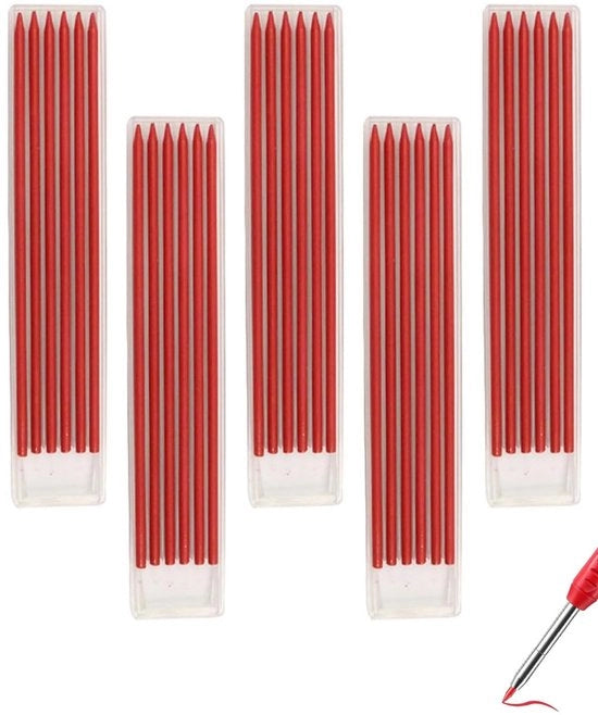 Set di matite grafito 2,8 mm - 30 pezzi - punte rosse - impermeabili - grafite di alta qualità - marcature precise - punte di matita
