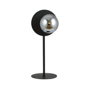 Lampada Da Tavolo Contemporanea Ippolita 1 Luce In Acciaio Nero E Vetro Fumè