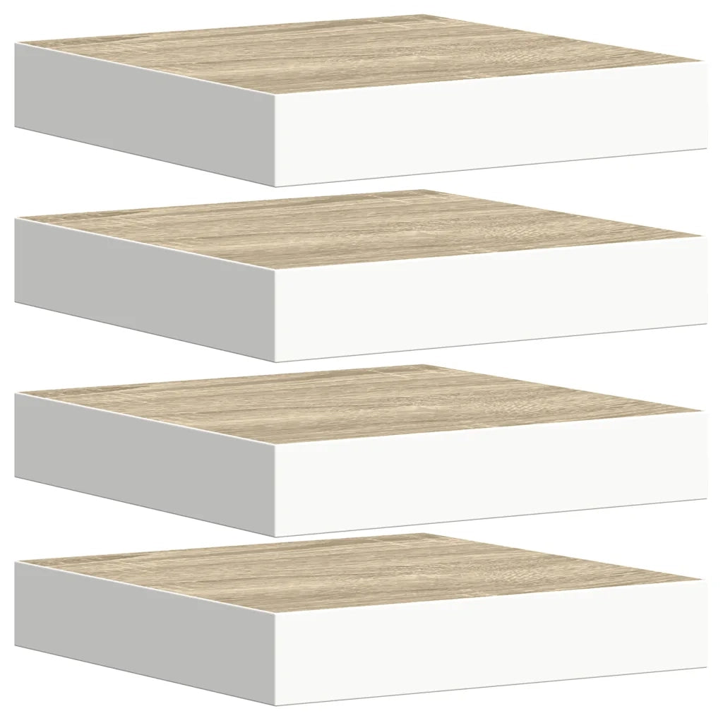 Mensole a Muro 4 pz Rovere e Bianco 23x23,5x3,8 cm in MDF cod mxl 61474