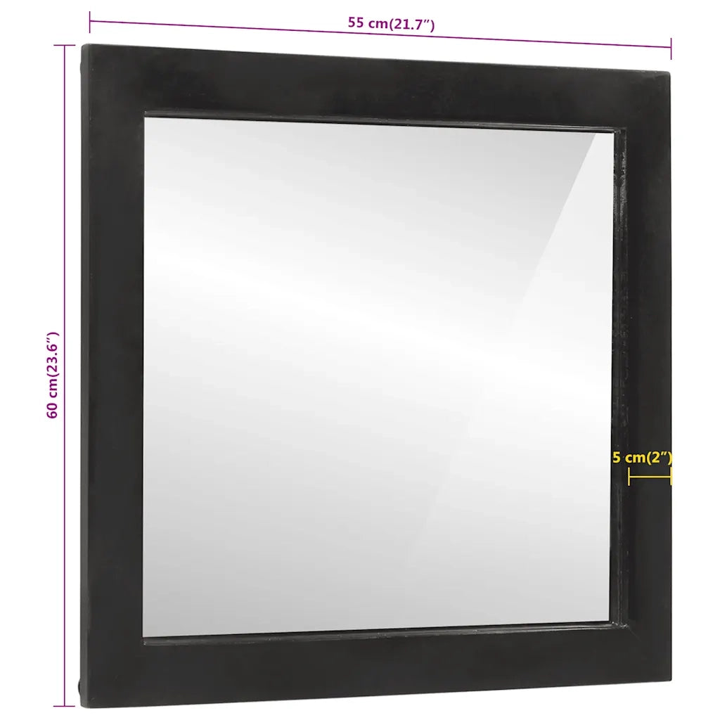 Specchio da Bagno 55x1x60 cm in Vetro e Legno Massello di Mango 358567
