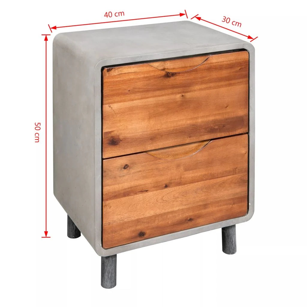 Comodino cassettiera mobile per camera da letto legno massello di acacia 40 x 30 x 50 cm 1402118