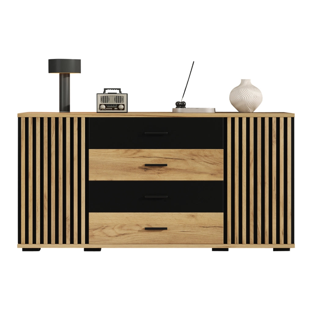 Madia 140 cm in MDF con 4 cassetti e 2 ante