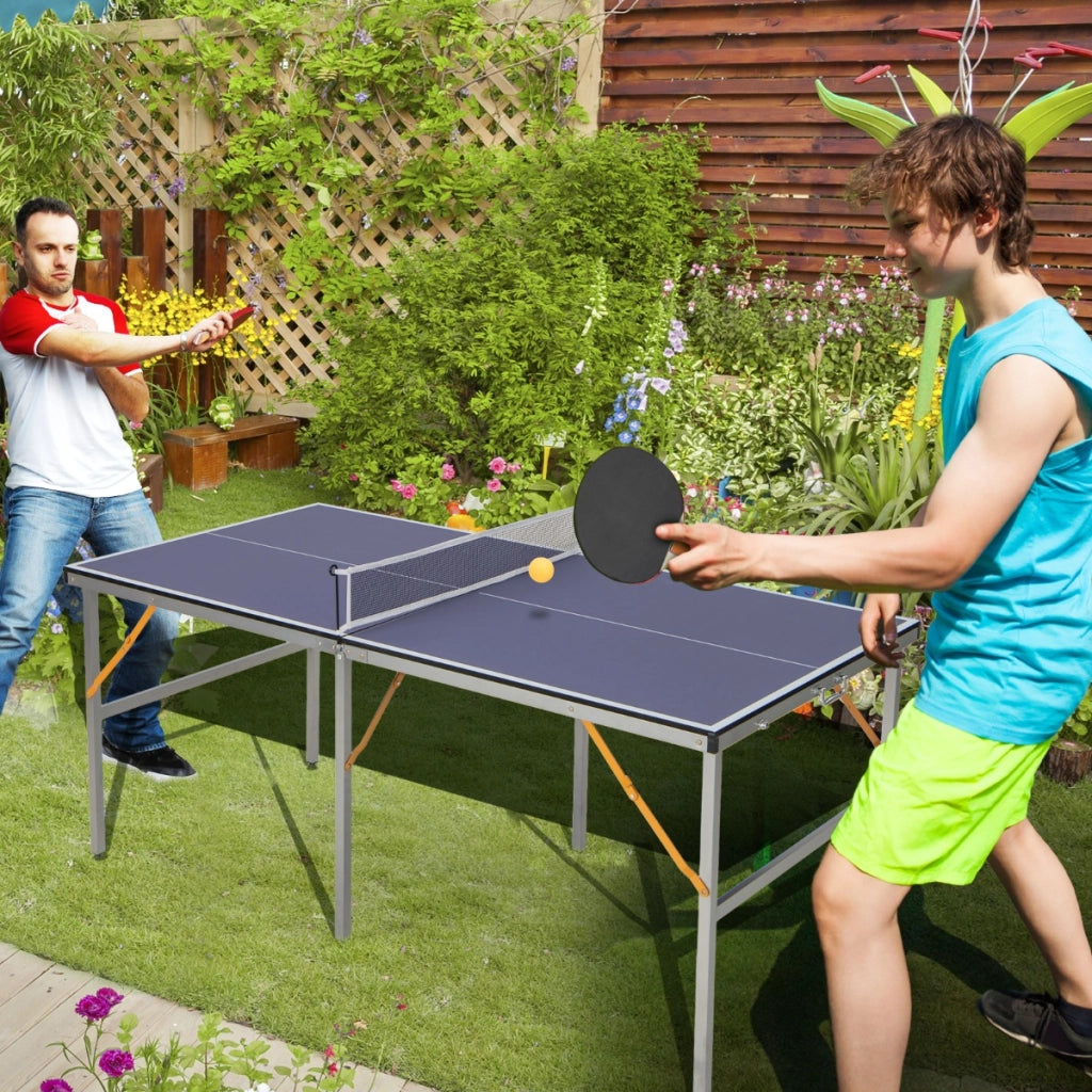 Set da gioco da ping pong portatile per interno ed esterno, Tavolo da ping pong pieghevole con rete e 2 racchette