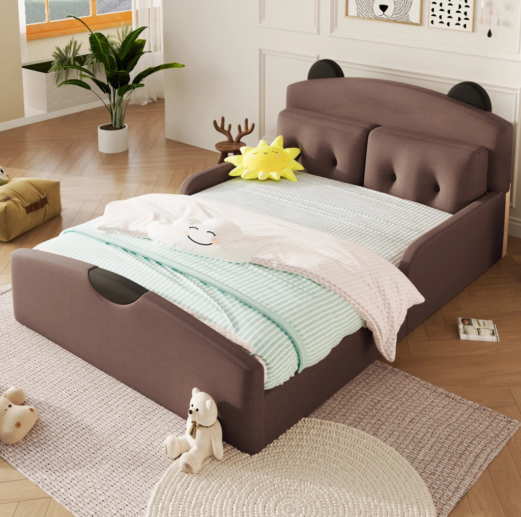 Letto imbottito 140x200 cm con testiera a orsetto