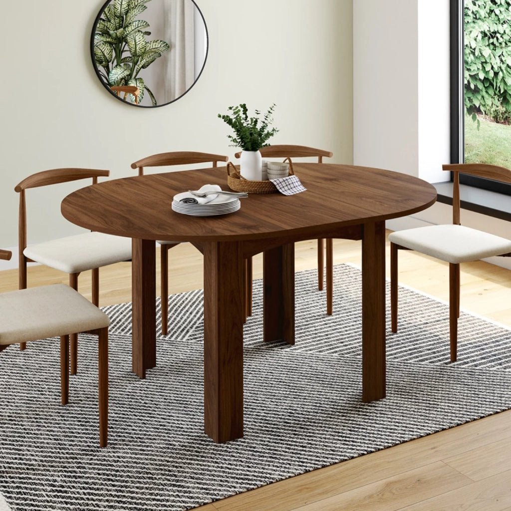 IDMarket - DONA tavolo da pranzo rotondo allungabile 4-8 persone noce 110-150 cm