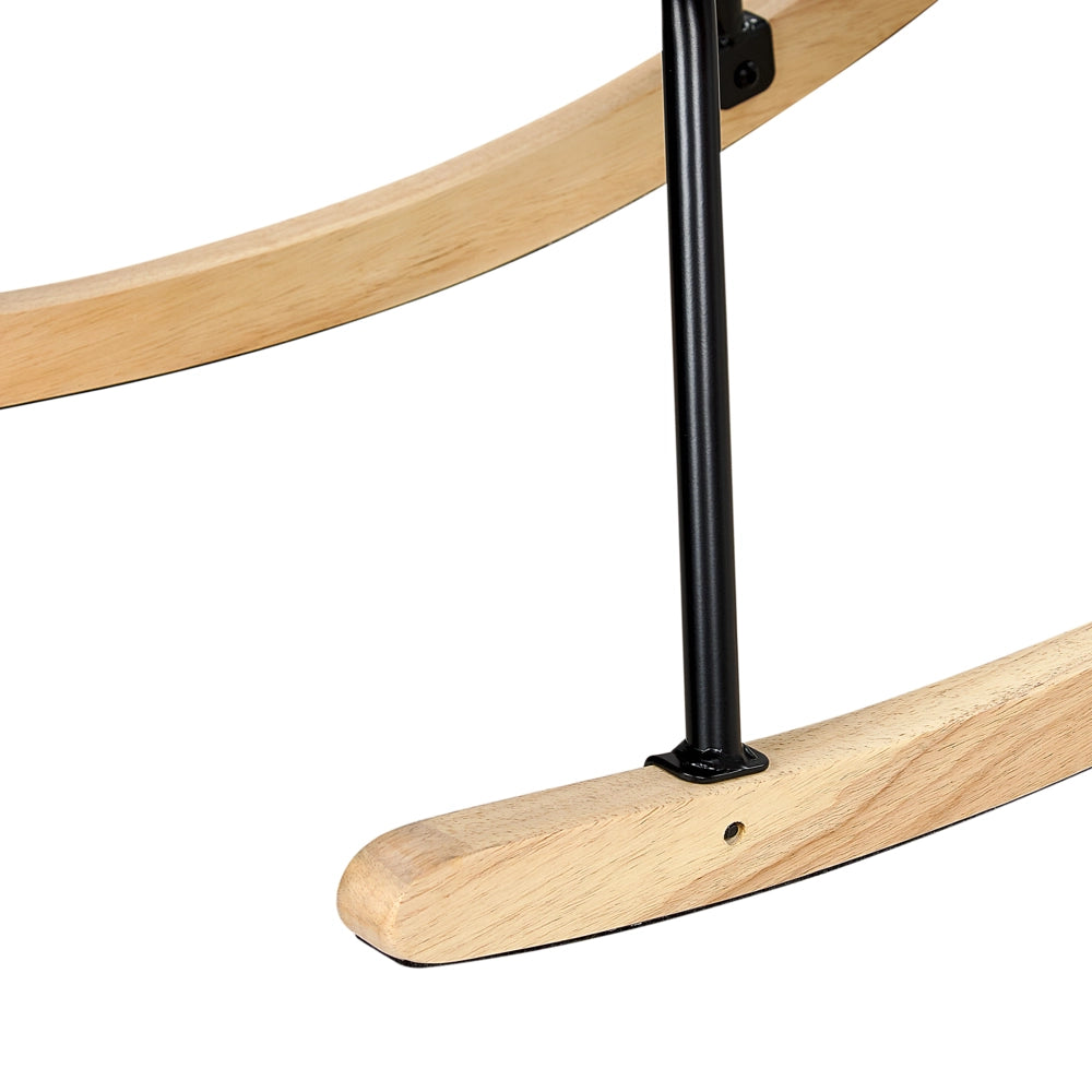 Sedia a dondolo Beige Tessuto poliestere Rivestimento Gambe di legno Pattini Moderna Biscuit Tufting
