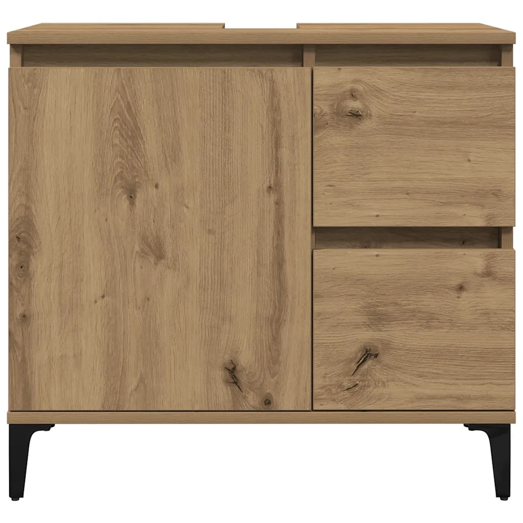 Mobiletto da bagno artigianale in rovere 65 x 33 x 60 cm ampio spazio contenitivo design moderno in legno di rovere 02_0051050