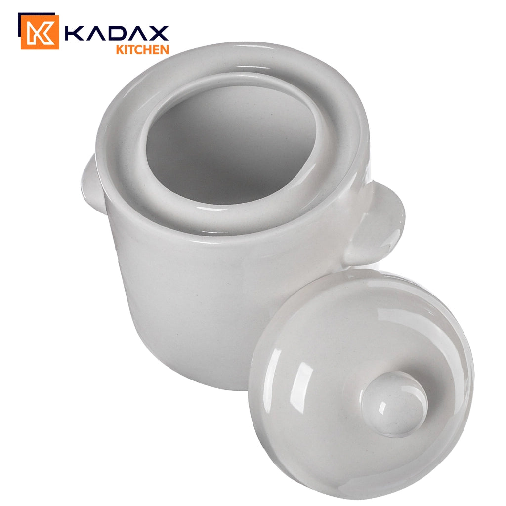 Vaso KADAX a forma di barile per sottaceti con collarino, 1,8 l, in gres per cavoli e cetrioli