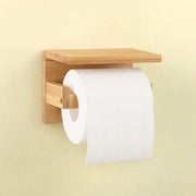 Sostegno per carta igienica, cartiere in bambù, supporto per carta con ampio ripiano, raccoglitore per carta igienica per bagno, cucina e bagno