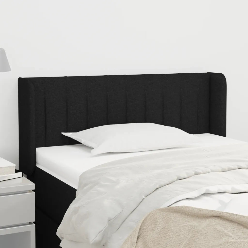 Testiera | Testata ad Orecchio Nera 103x16x78/88 cm in Tessuto
