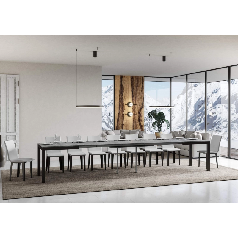 Tavolo allungabile 90x160/420 cm Everyday Evolution telaio Antracite - Cemento