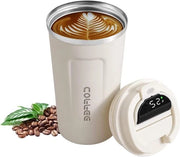 Tazza da caffè in acciaio inossidabile da 17 oz con indicator di temperatura - caldo o freddo - per caffè, tè e bevande fredde con manico