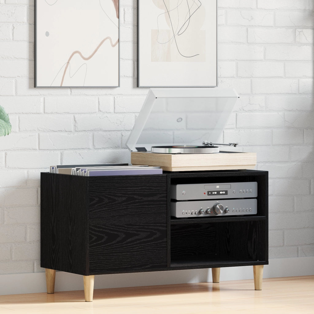Armadio per dischi  Nero Rovere 84,5x38x48 cm Legno ingegnerizzato