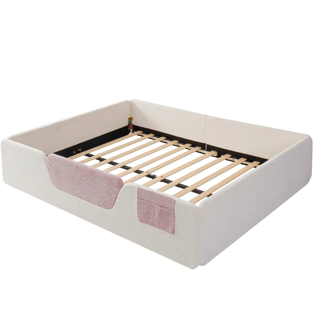 Letto Imbottito in Velluto ¨C Xylo ¨C 140x190, Beige, Senza Materasso
