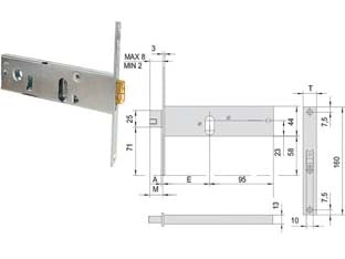 SERRATURA INFILARE PER FASCE A RULLO MM.44 H 44160- - mm.70 (44160700) - 1 pezzi CISA