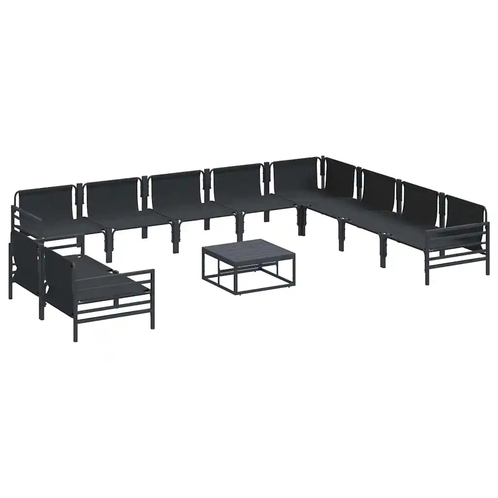 Set Divano da Giardino con cuscino 11 pcs Nero Acciaio 3379005
