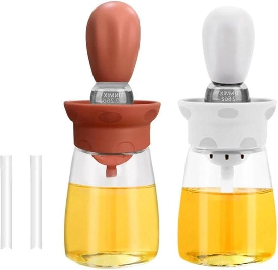 Set di dispenser oli - pennello di silicone - pennello per grigliare - grigliare - cucina - cottura - salse - barbecue - grigliare - bianco - rosso