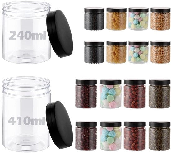Set di conservazione adeguatezza giornaliera da 16 - Scatole a tenuta d'aria - Contenitori trasparenti - Senza BPA - 240 ml/420 ml - PET robusto - Scatole di conservazione