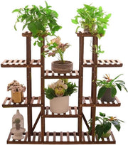 Piano per piante in legno, grande piattaforma per fiori con 11 livelli, supporto per fiori giardino, piattaforma per piante con più livelli, 115 × 25 × 116cm