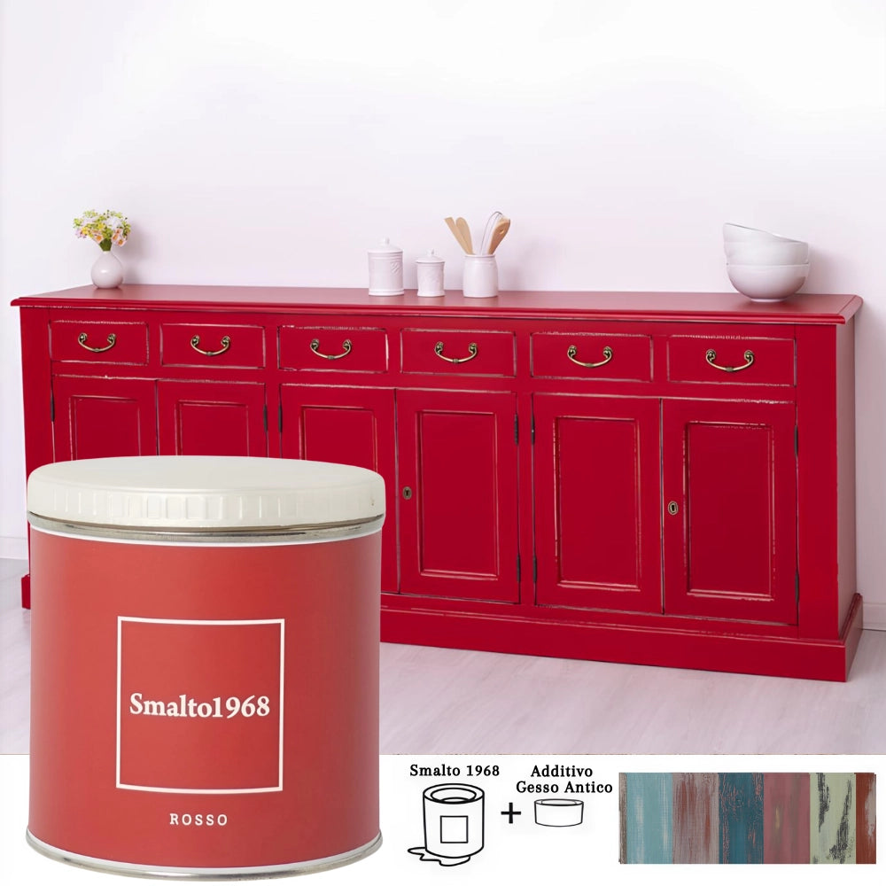 Smalto1968 base acqua gesso antico shabby chic finitura opaca multicolore l 0.5 *** colore- rosso, confezione 1