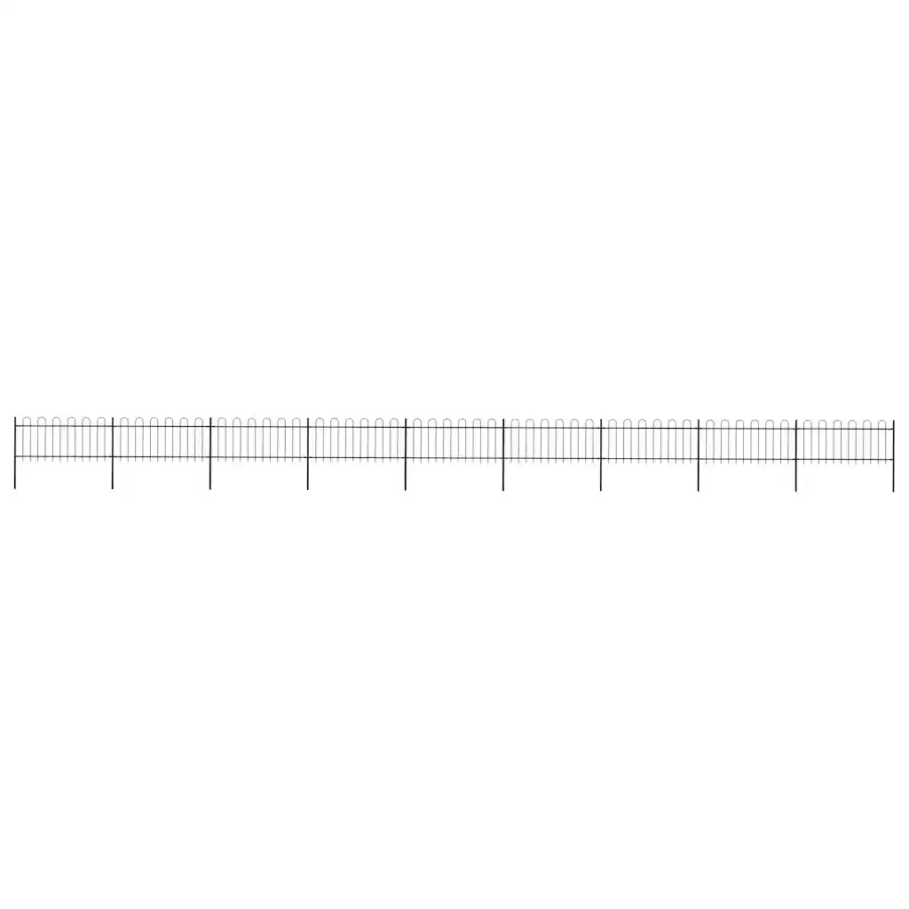 Recinzione da Giardino con Parte Superiore ad Anello in Acciaio 1506x80 cm Nero 277655