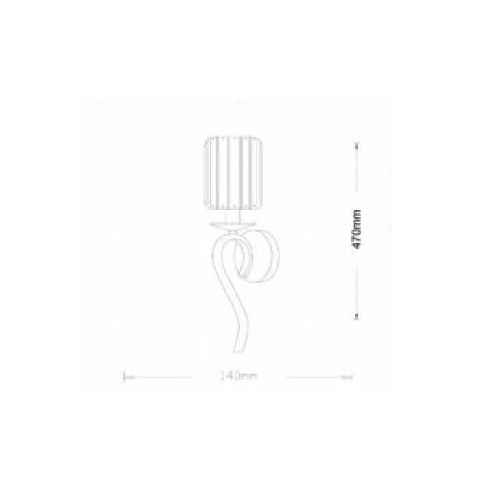 Trade Shop - Applique Da Parete Nero Attacco E14 Lampada Muro Paralume In Vetro Metallo E36-1 -