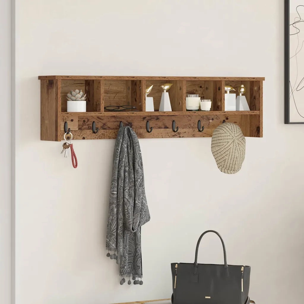 Appendiabiti a muro Legno vecchio 100 x 16 x 26 cm CFW6344837