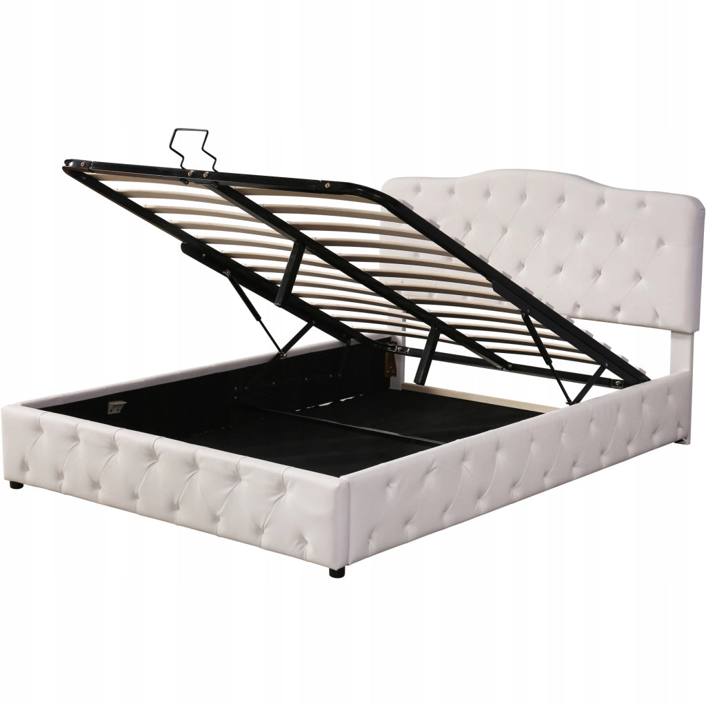 Letto 140x200 - Xylo - Pelle ecologica, testiera regolabile, bianco