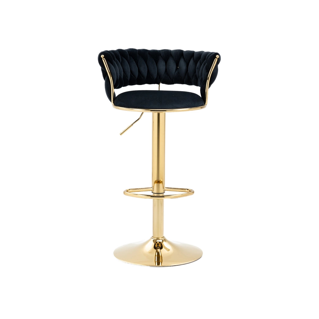 Set di 2 sgabelli da bar girevoli 360° con altezza regolabile e schienale - in velluto nero