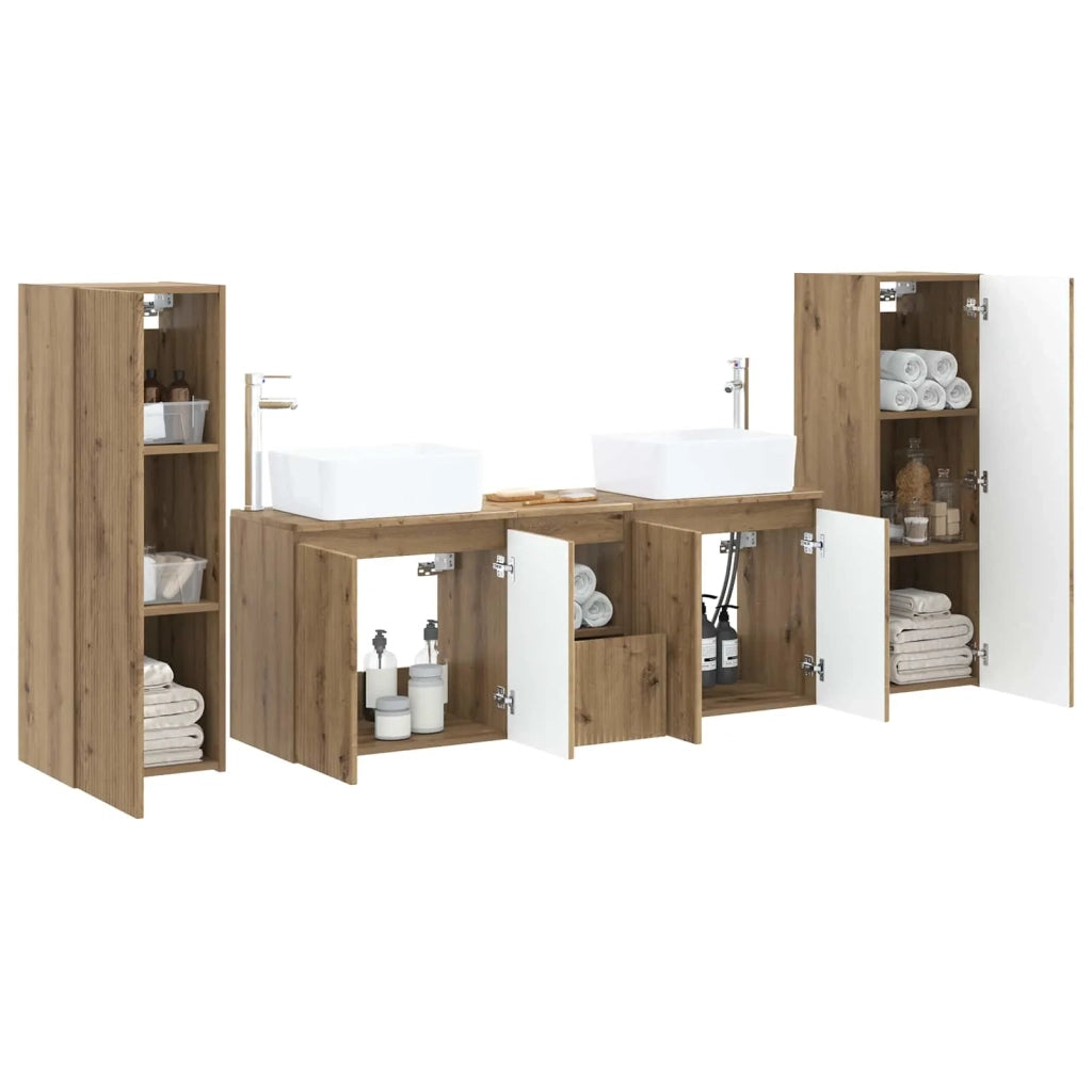 Set di mobili per il bagno 5 pz Rovere Artigianale 3406002