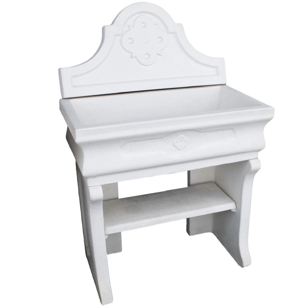Pilozza lavabo bianca serie romantica cemento calcestruzzo 90 x 50 x h.28 cm